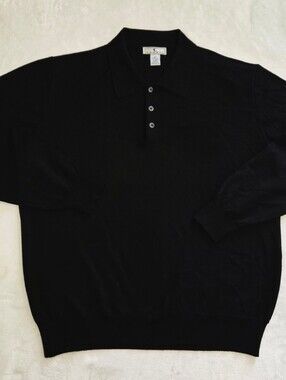 Cumran Vntg Y2K Merino Wool Black Collared Pullover Sweater XL